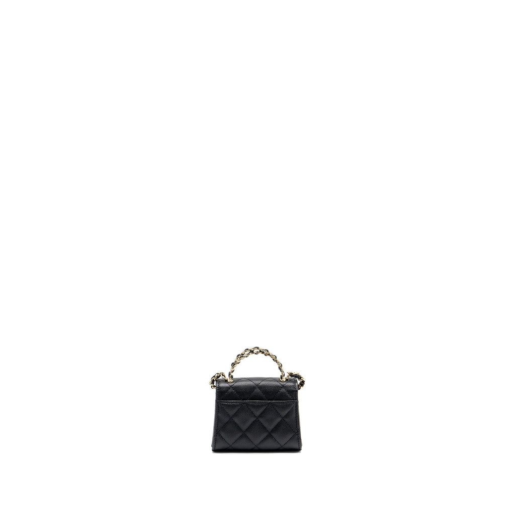 CHANEL TOP HANDLE MINI FLAP BAG CAVIAR BLACK LGHW (MICROCHIP)
