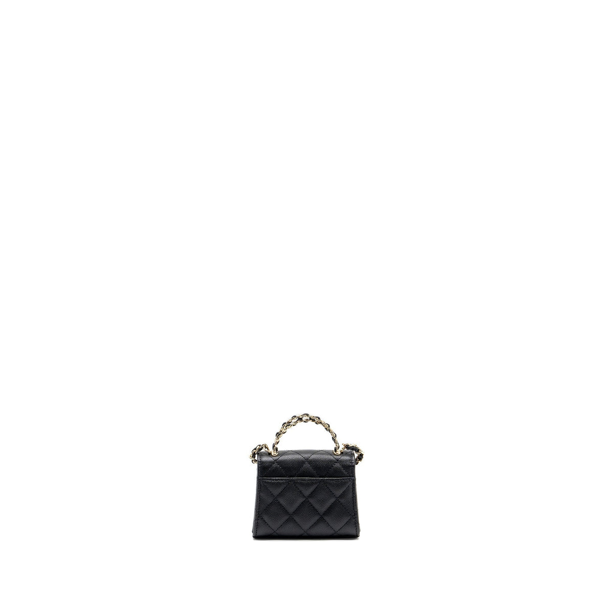 CHANEL TOP HANDLE MINI FLAP BAG CAVIAR BLACK LGHW (MICROCHIP)