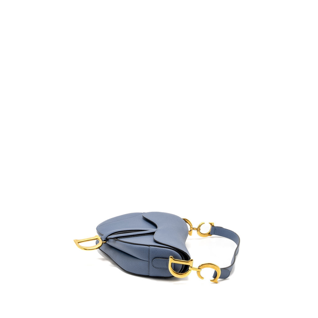DIOR MEDIUM SADDLE BAG CALFSKIN BLUE GHW