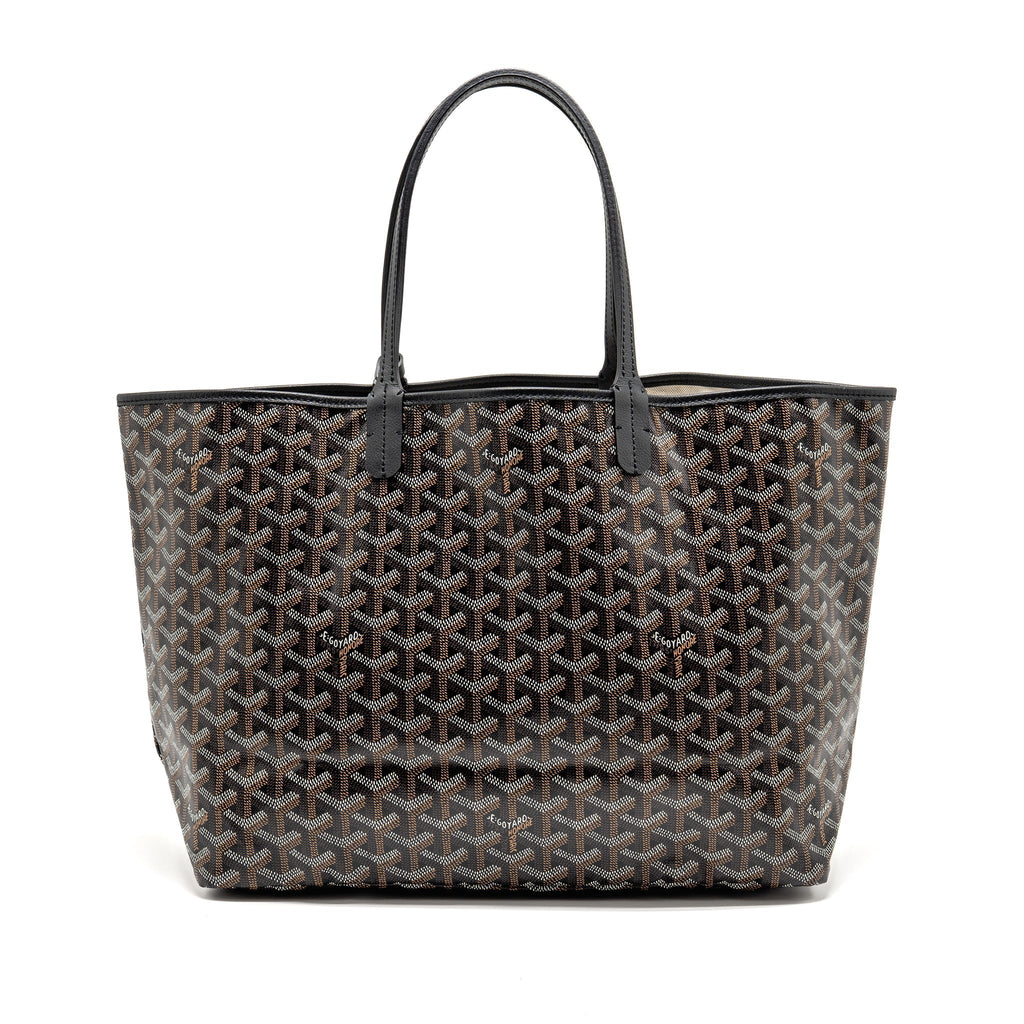 GOYARD SAINT LOUIS PM TOTE GOYARDINE CANVAS/CALFSKIN BLACK SHW
