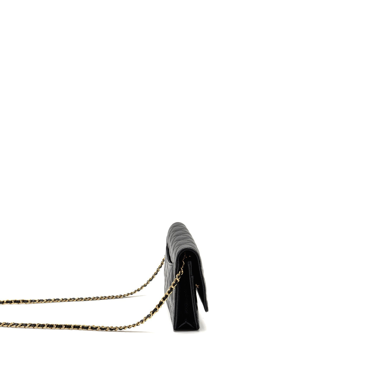 CHANEL CLASSIC WALLET ON CHAIN CAVIAR BLACK GHW (MICROCHIP)
