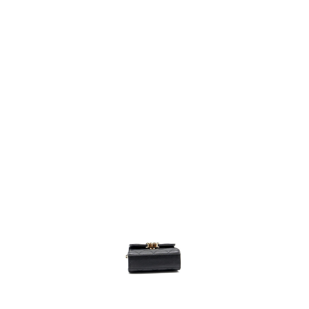CHANEL TOP HANDLE MINI FLAP BAG CAVIAR BLACK LGHW (MICROCHIP)
