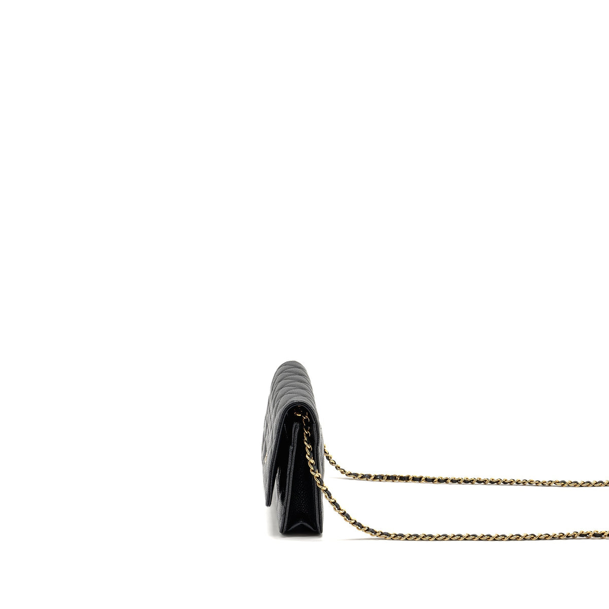 CHANEL CLASSIC WALLET ON CHAIN CAVIAR BLACK GHW (MICROCHIP)