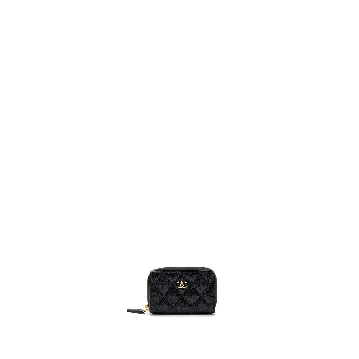 CHANEL ZIP CARD HOLDER CAVIAR BLACK GHW