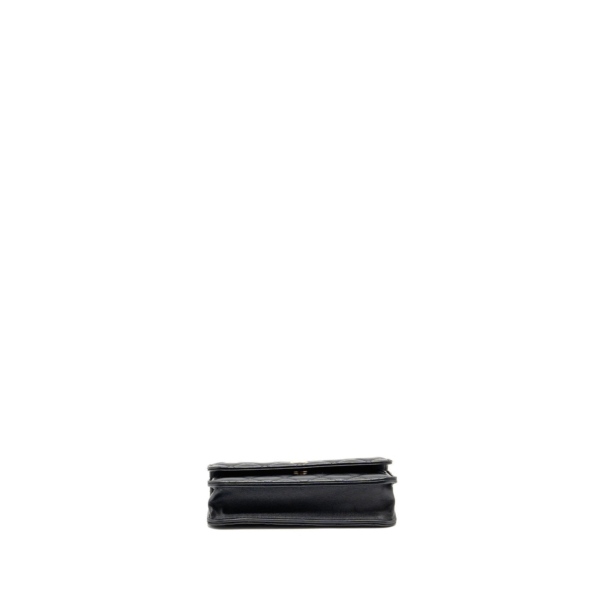 CHANEL PEARL CRUSH MINI WALLET ON CHAIN LAMBSKIN BLACK GHW (MICROCHIP)