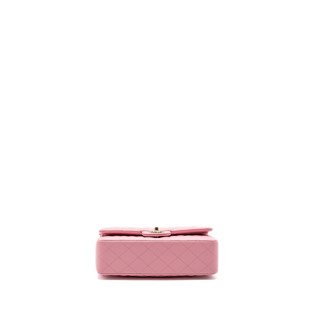 CHANEL SMALL CLASSIC DOUBLE FLAP BAG LAMBSKIN PINK LGHW(MICROCHIP)