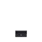 CHANEL CLASSIC COMPACT LONG WALLET LAMBSKIN BLACK SHW