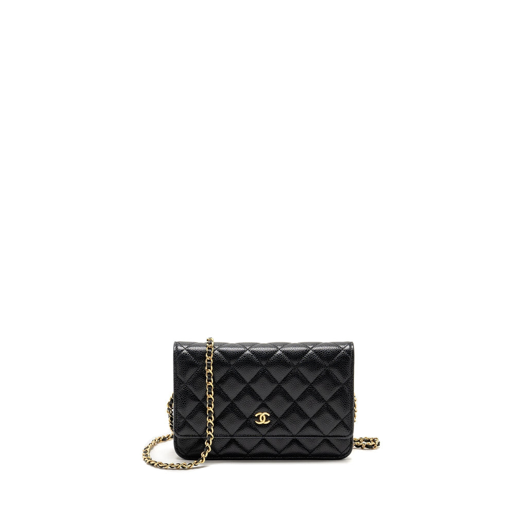 CHANEL CLASSIC WALLET ON CHAIN CAVIAR BLACK GHW (MICROCHIP)