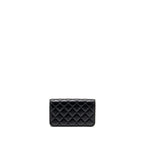 CHANEL PEARL CRUSH MINI WALLET ON CHAIN LAMBSKIN BLACK GHW (MICROCHIP)