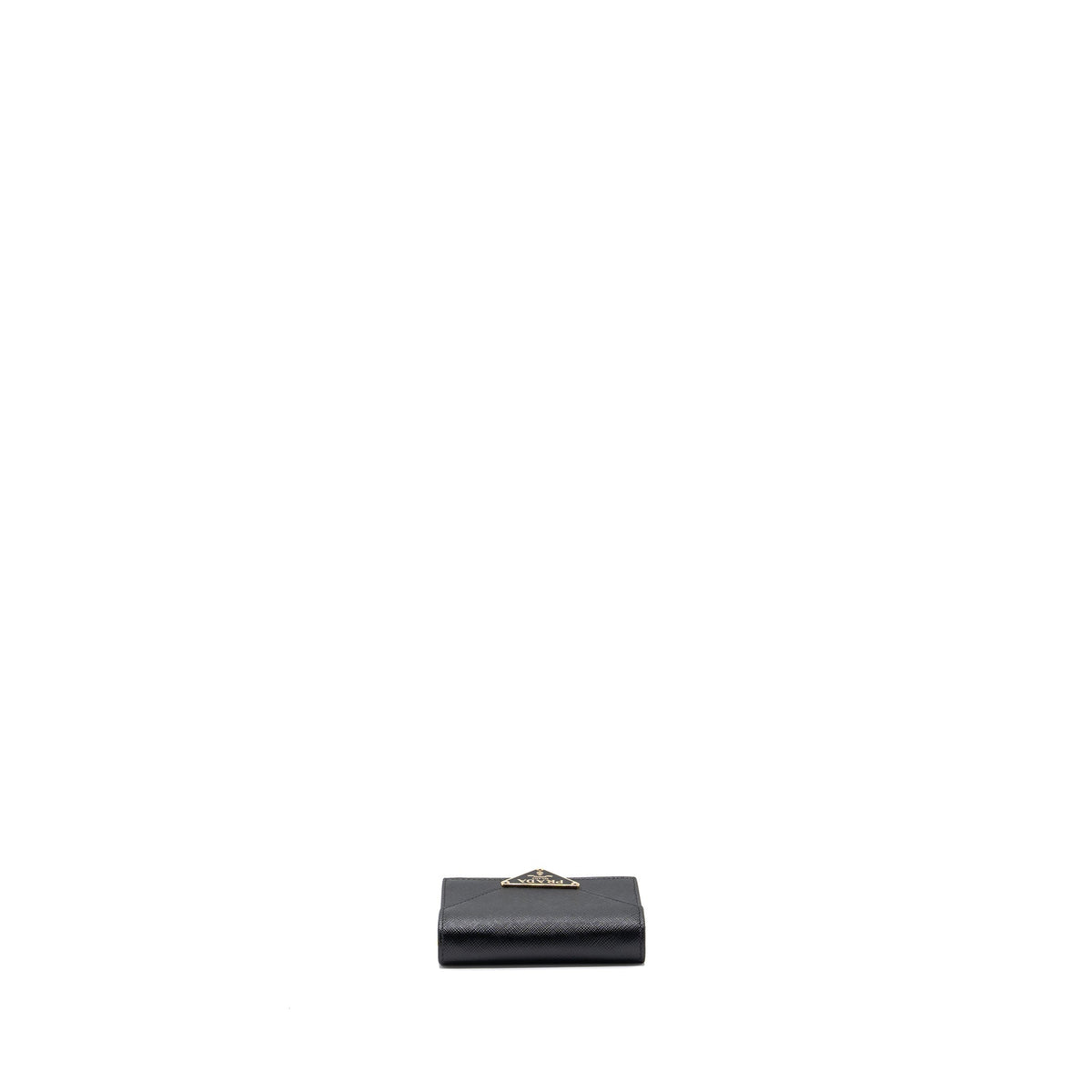 PRADA CARD HOLDER WITH SHOULDER STRAP SAFFIANO LEATHER BLACK GHW