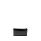 CHANEL QUILTED PEARL LONG WALLET ON CHAIN GOATSKIN BLACK GHW