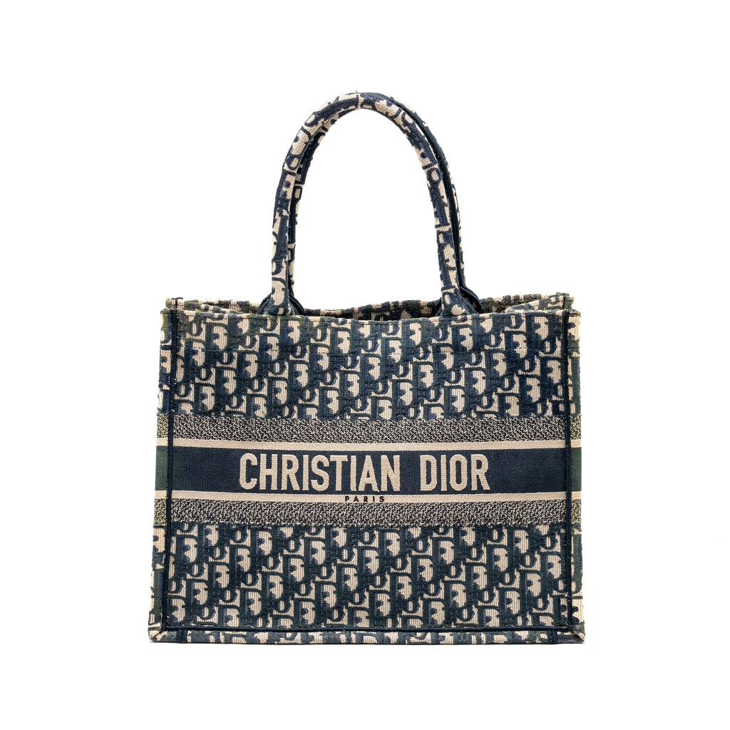 DIOR MEDIUM BOOK TOTE DIOR OBLIQUE EMBROIDERY BLUE
