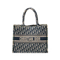 DIOR MEDIUM BOOK TOTE DIOR OBLIQUE EMBROIDERY BLUE