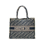 DIOR MEDIUM BOOK TOTE DIOR OBLIQUE EMBROIDERY BLUE