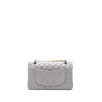CHANEL CLASSIC MEDIUM DOUBLE FLAP BAG CAVIAR LIGHT GREY LGHW (MICROCHIP)