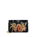 GUCCI OPHIDIA CHAIN BAG DRAGON EMBROIDERED SUEDE BLUE/BLACK/MULTICOLOUR GHW