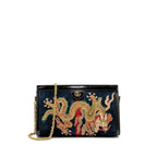 GUCCI OPHIDIA CHAIN BAG DRAGON EMBROIDERED SUEDE BLUE/BLACK/MULTICOLOUR GHW