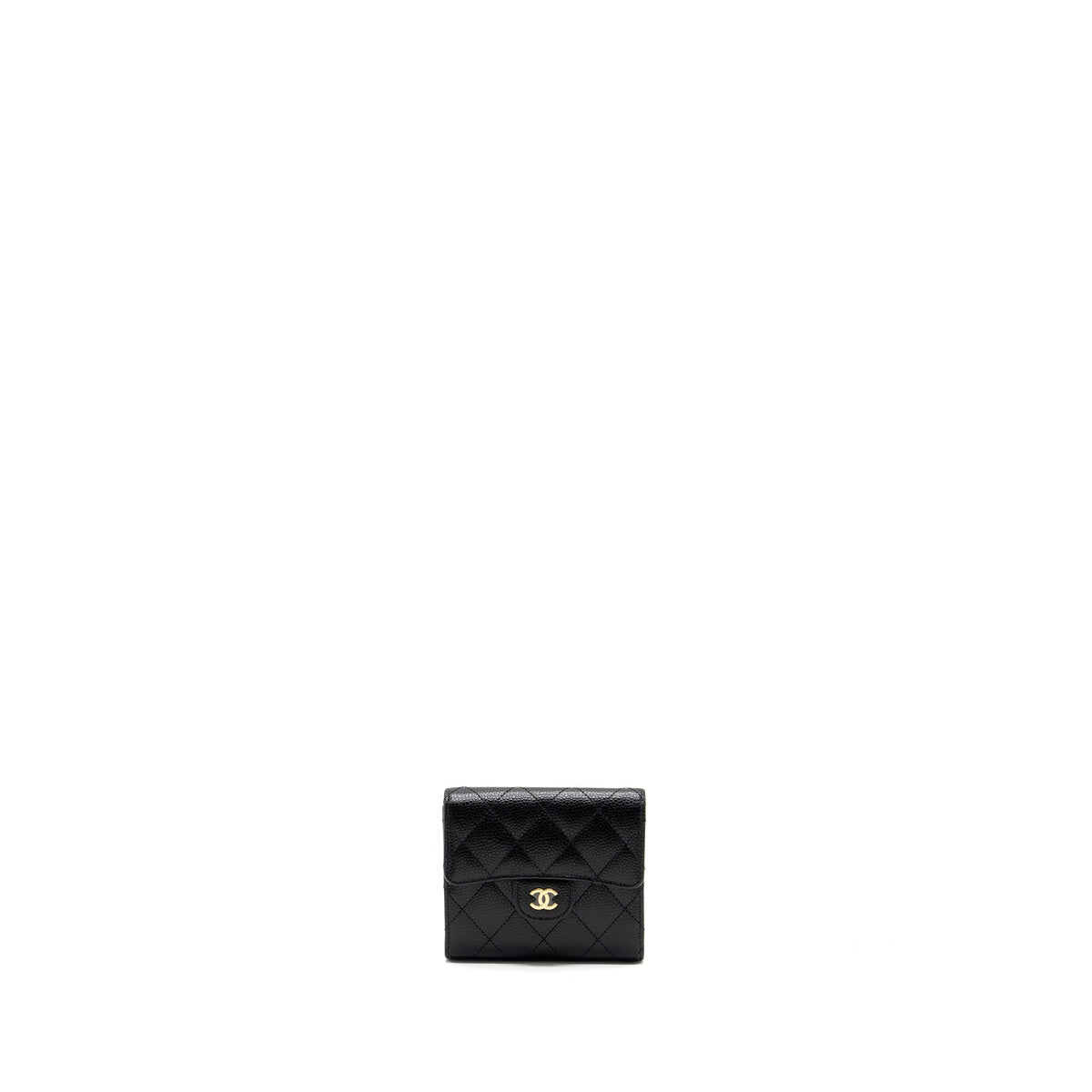 CHANEL CLASSIC COMPACT WALLET CAVIAR BLACK GHW (MICROCHIP)