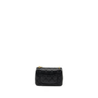 CHANEL 24P COCO LOVE MINI FLAP BAG ADJUSTABLE CHAIN CAVIAR BLACK BRUSH GHW (MICROCHIP)