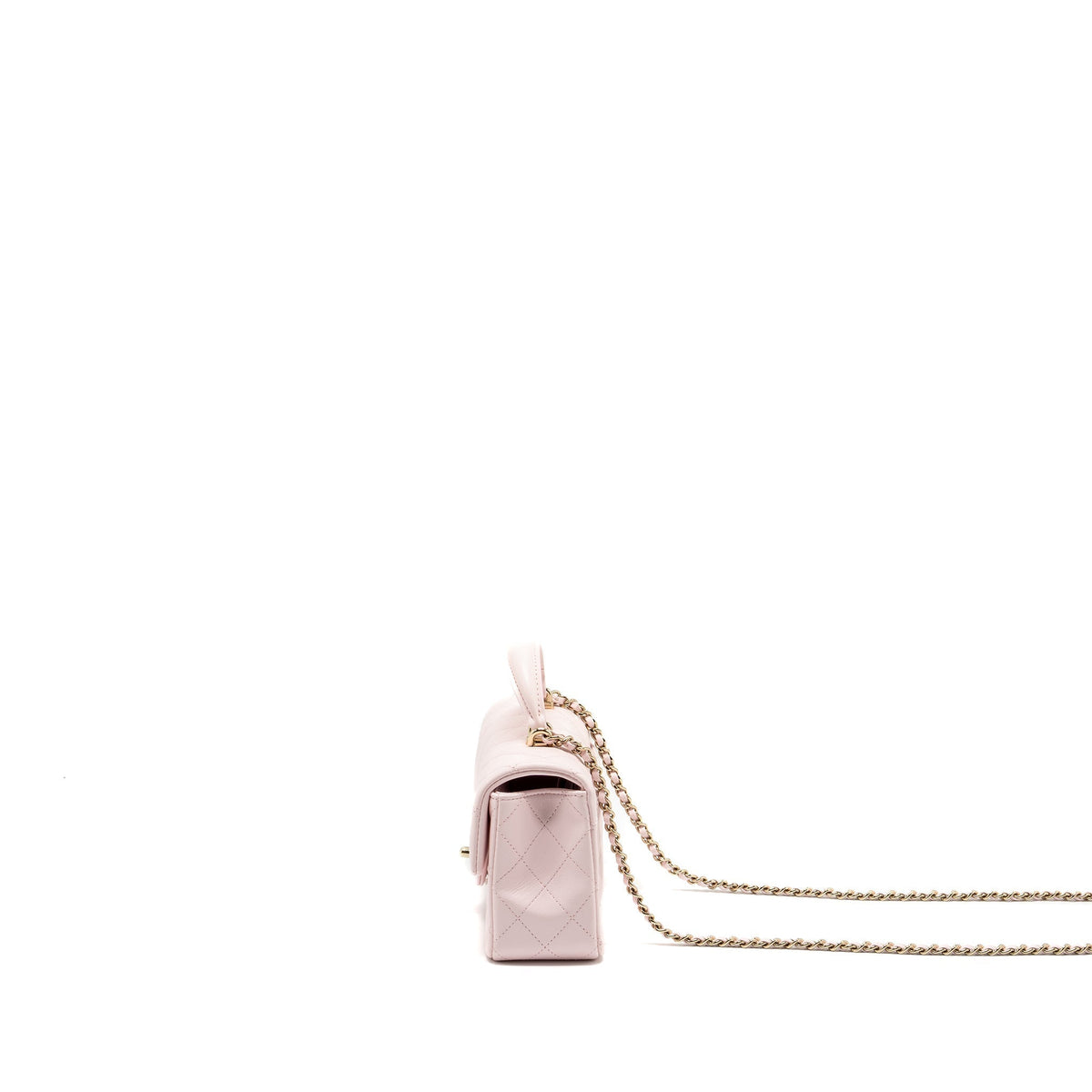 CHANEL TOP HANDLE MINI RECTANGULAR FLAP BAG LAMBSKIN LIGHT PINK LGHW(MICROCHIP)
