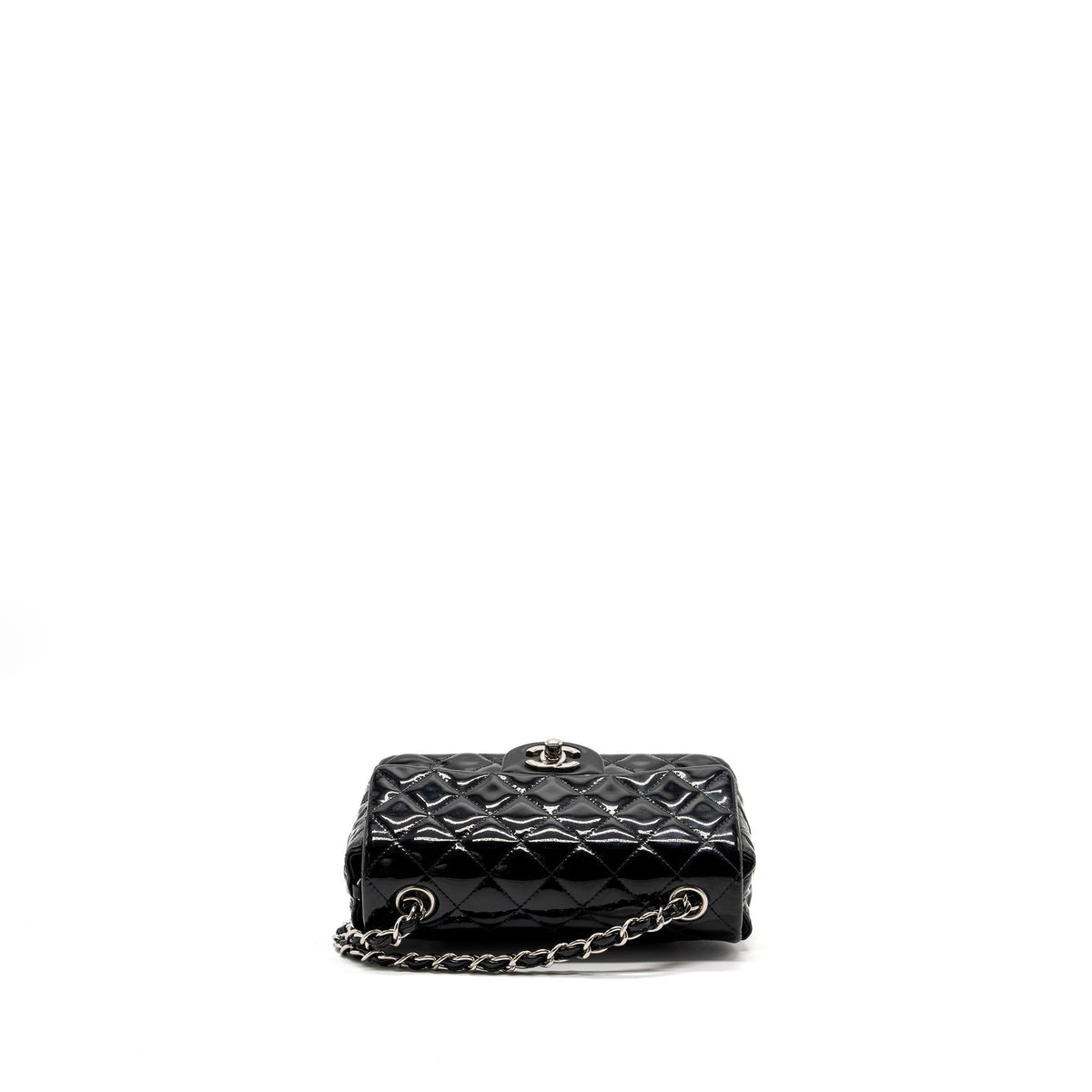 CHANEL MINI RECTANGULAR FLAP BAG PATENT BLACK SHW