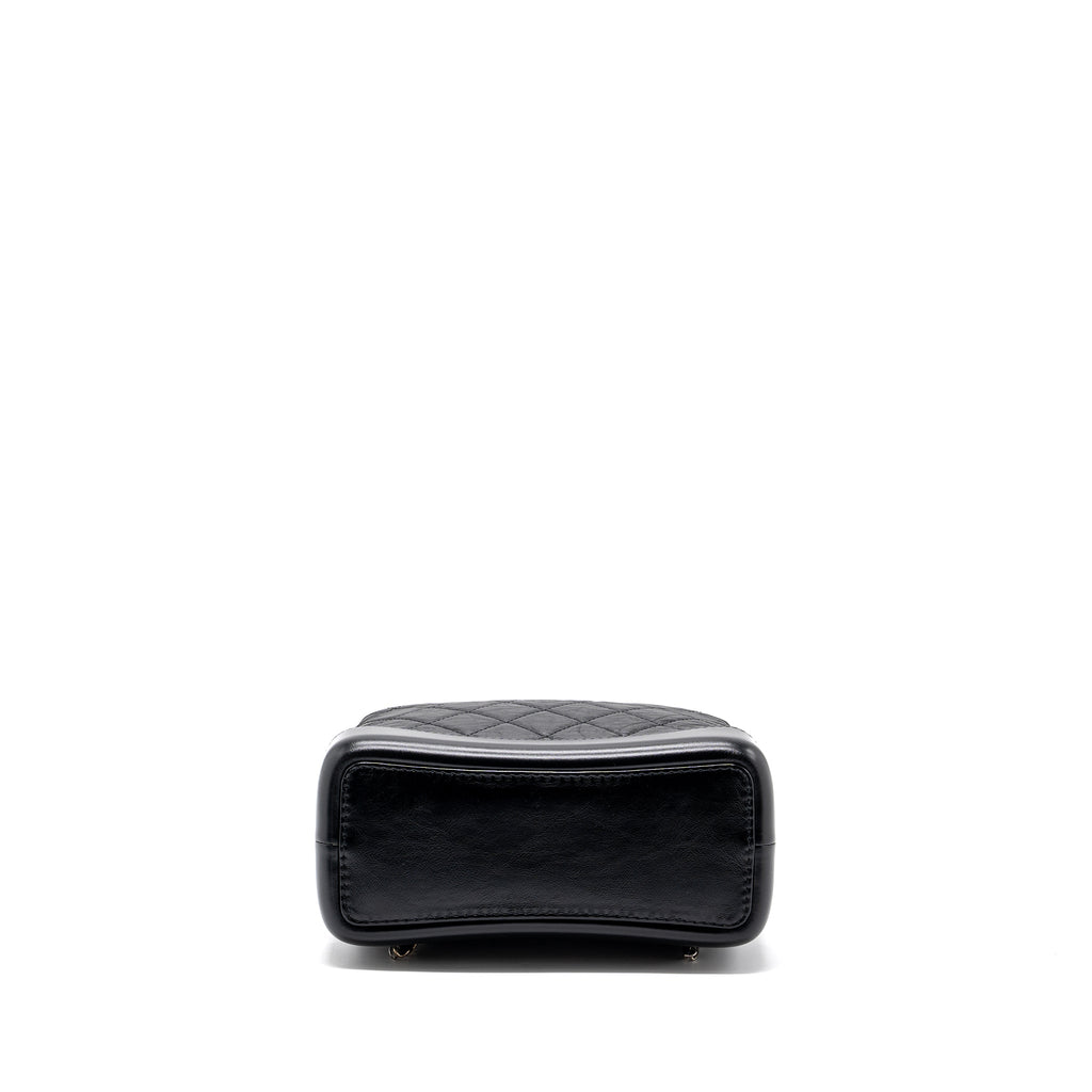 CHANEL SMALL GABRIELLE BACKPACK AGED CALFSKIN BLACK RUTHENIUM HARDWARE (MICROCHIP)