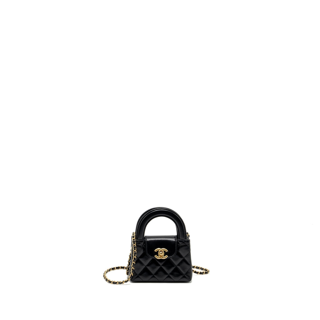 CHANEL 24P MINI NANO KELLY SHOPPER CALFSKIN BLACK GHW(MICROCHIP)
