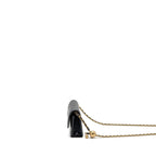CHANEL PEARL CRUSH MINI WALLET ON CHAIN LAMBSKIN BLACK GHW (MICROCHIP)