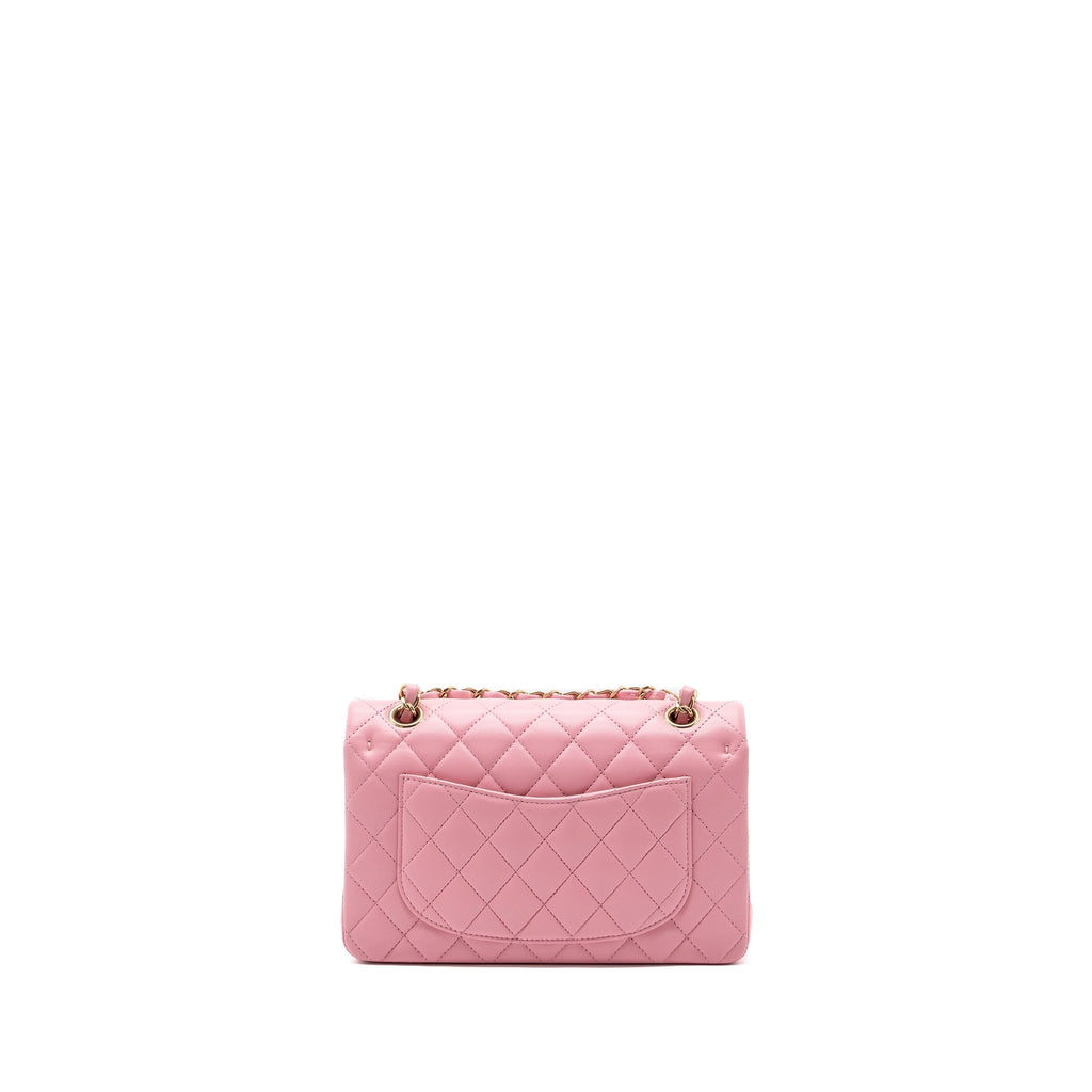 CHANEL SMALL CLASSIC DOUBLE FLAP BAG LAMBSKIN PINK LGHW(MICROCHIP)
