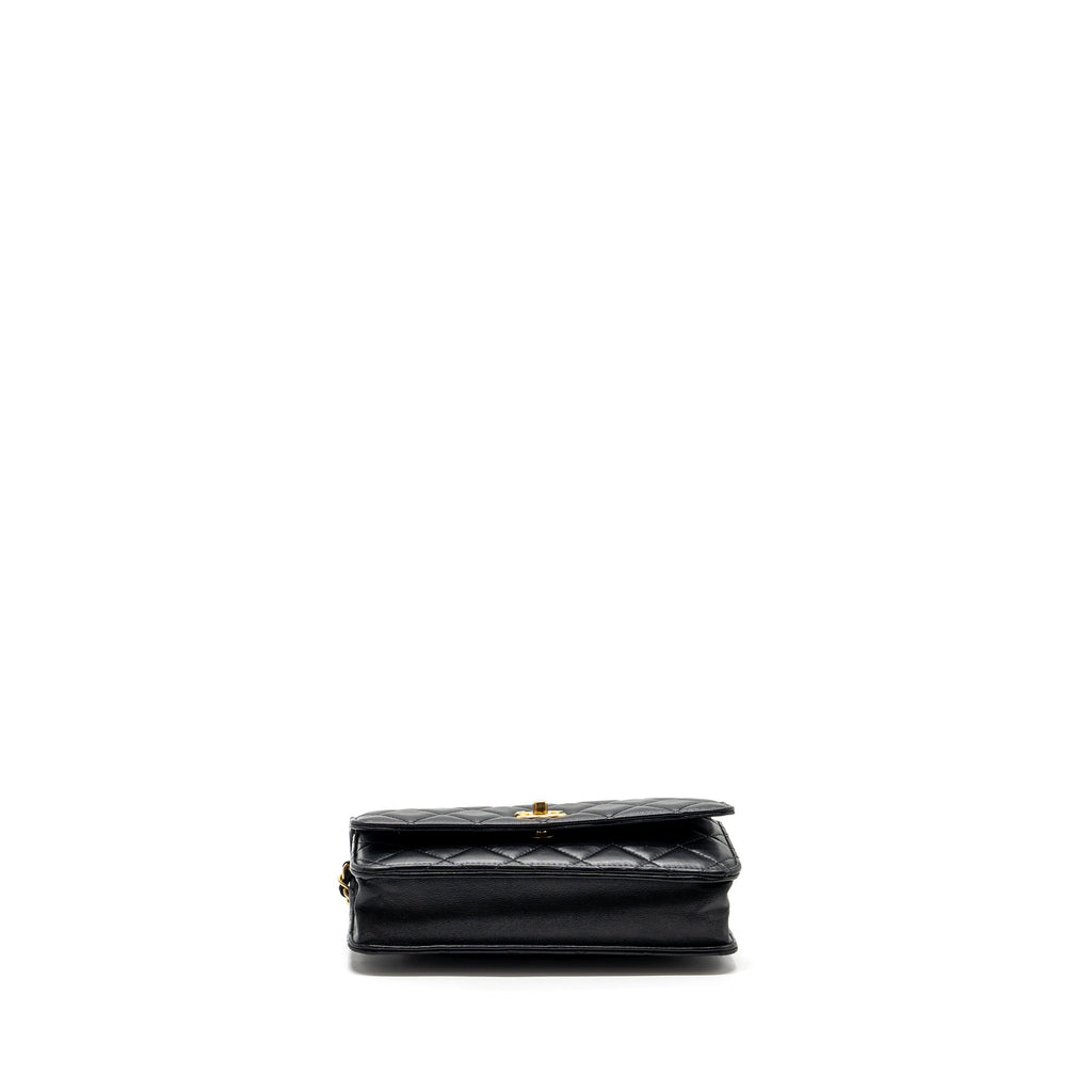 CHANEL PEARL CRUSH WALLET ON CHAIN LAMBSKIN BLACK GHW(MICROCHIP)