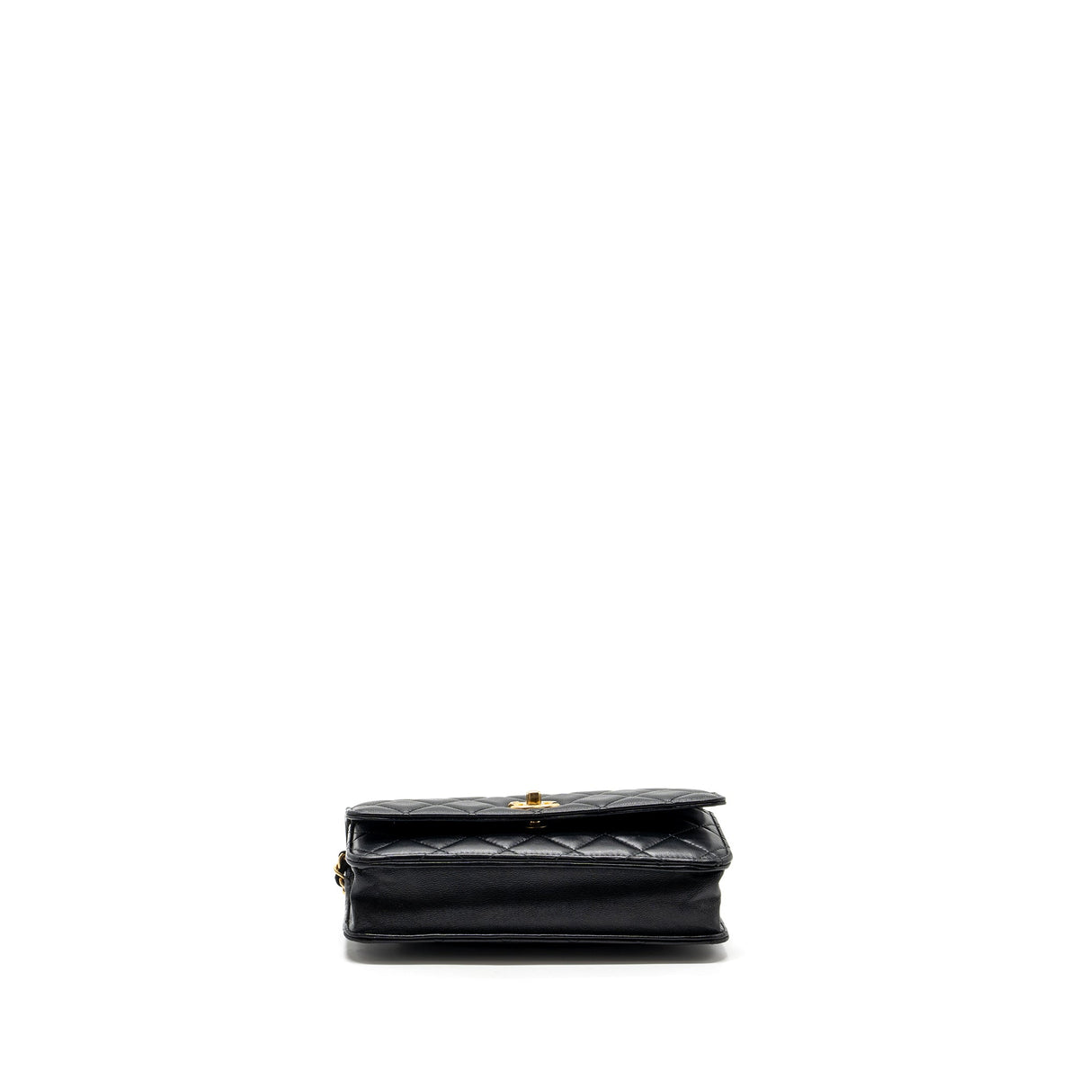 CHANEL PEARL CRUSH WALLET ON CHAIN LAMBSKIN BLACK GHW(MICROCHIP)