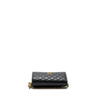 CHANEL PEARL CRUSH WALLET ON CHAIN LAMBSKIN BLACK GHW(MICROCHIP)