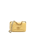CHANEL SMALL 19 BAG LAMBSKIN YELLOW MULTICOLOUR HARDWARE (MICROCHIP)