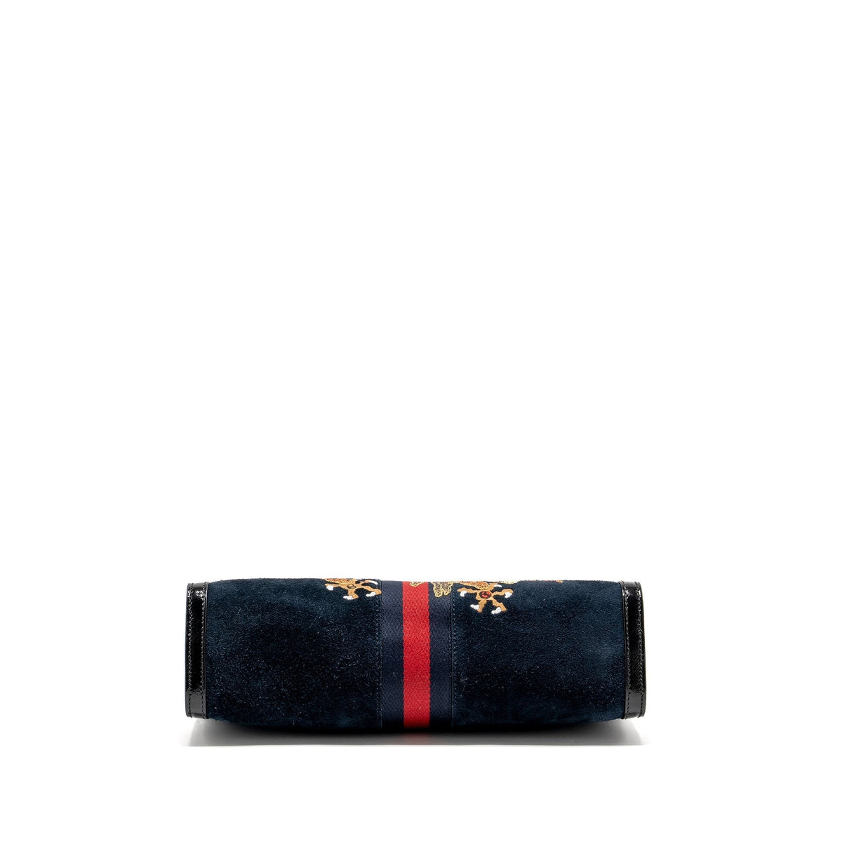 GUCCI OPHIDIA CHAIN BAG DRAGON EMBROIDERED SUEDE BLUE/BLACK/MULTICOLOUR GHW