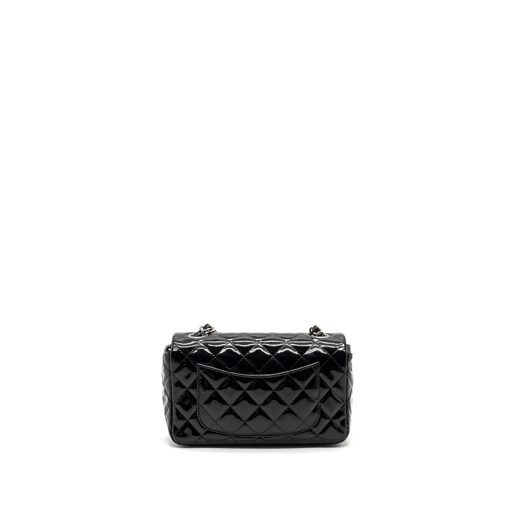 CHANEL MINI RECTANGULAR FLAP BAG PATENT BLACK SHW
