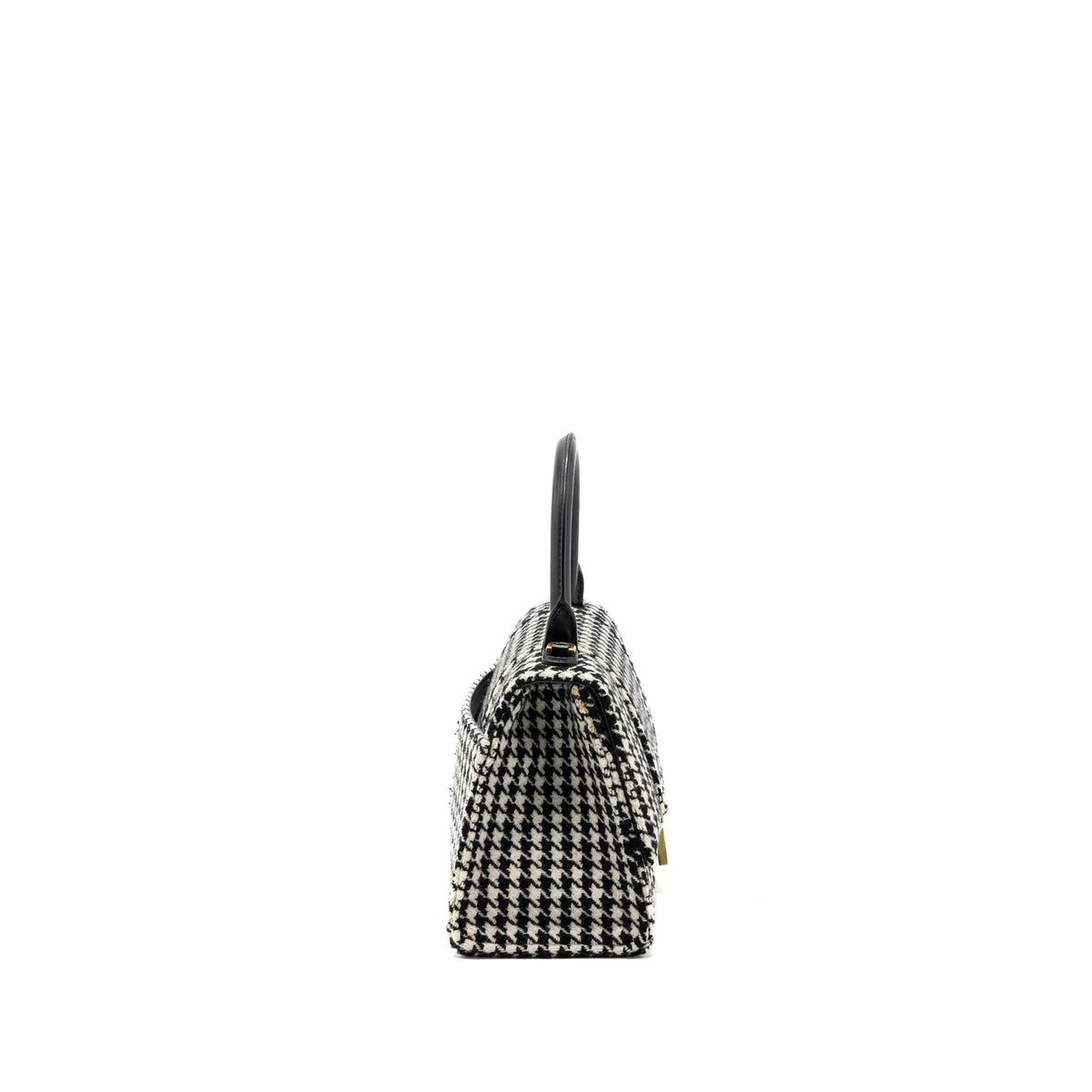 BALENCIAGA HOURGLASS S WOOL HOUNDSTOOTH BLACK/WHITE GHW