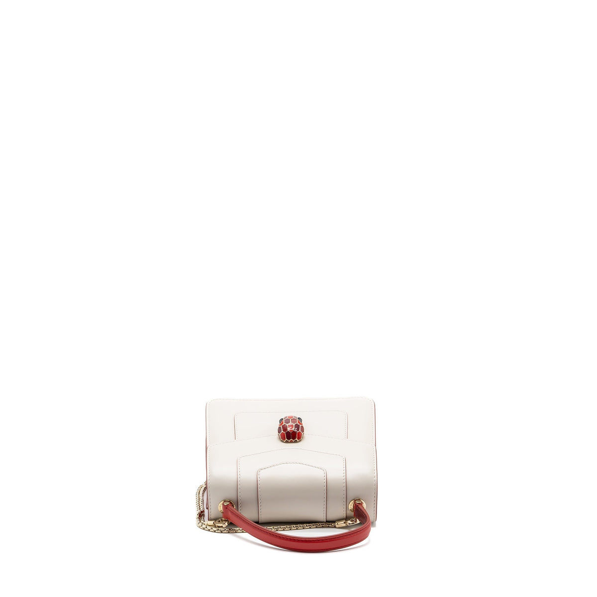 BVLGARI TOP HANDLE SERPENTI BAG CALFSKIN WHITE / RED LGHW