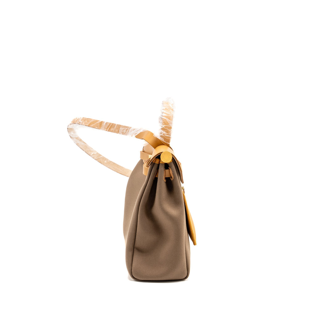 HERMES HERBAG31 ZIP BAG CANVAS / HUNTER ETOUPE / NATURAL SABLE GHW