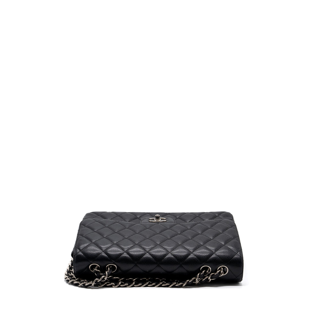 CHANEL JUMBO CLASSIC SINGLE FLAP BAG CAVIAR BLACK SHW