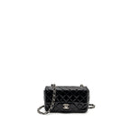 CHANEL MINI RECTANGULAR FLAP BAG PATENT BLACK SHW