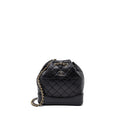 CHANEL SMALL GABRIELLE BACKPACK AGED CALFSKIN BLACK RUTHENIUM HARDWARE (MICROCHIP)