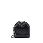 CHANEL SMALL GABRIELLE BACKPACK AGED CALFSKIN BLACK RUTHENIUM HARDWARE (MICROCHIP)