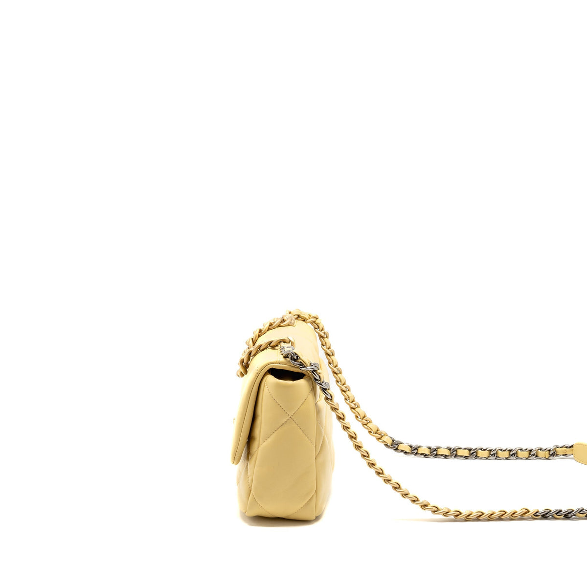 CHANEL SMALL 19 BAG LAMBSKIN YELLOW MULTICOLOUR HARDWARE (MICROCHIP)