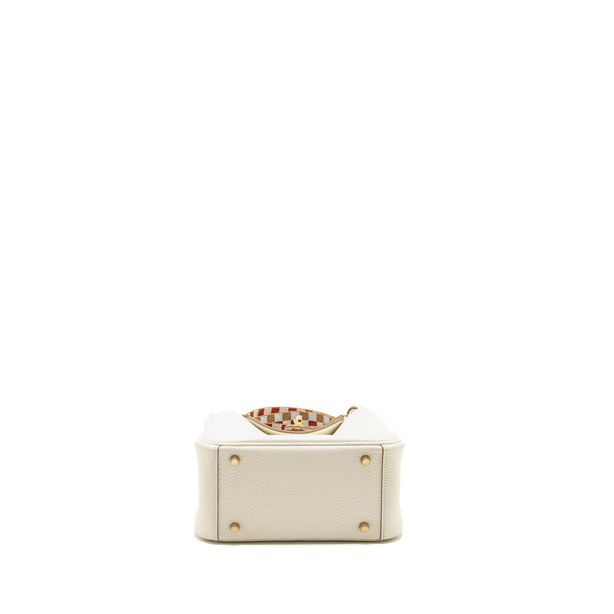 HERMES MINI LINDY CLEMENCE MUSHROOM / NATA WITH MULTICOLOR STRAP GHW
