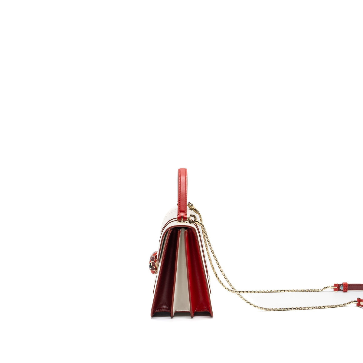 BVLGARI TOP HANDLE SERPENTI BAG CALFSKIN WHITE / RED LGHW