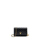 CHANEL PEARL CRUSH WALLET ON CHAIN LAMBSKIN BLACK GHW(MICROCHIP)