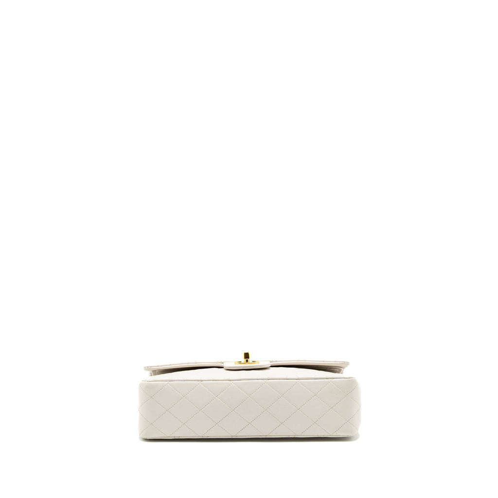 CHANEL VINTAGE MEDIUM CLASSIC DOUBLE FLAP BAG LAMBSKIN WHITE GHW
