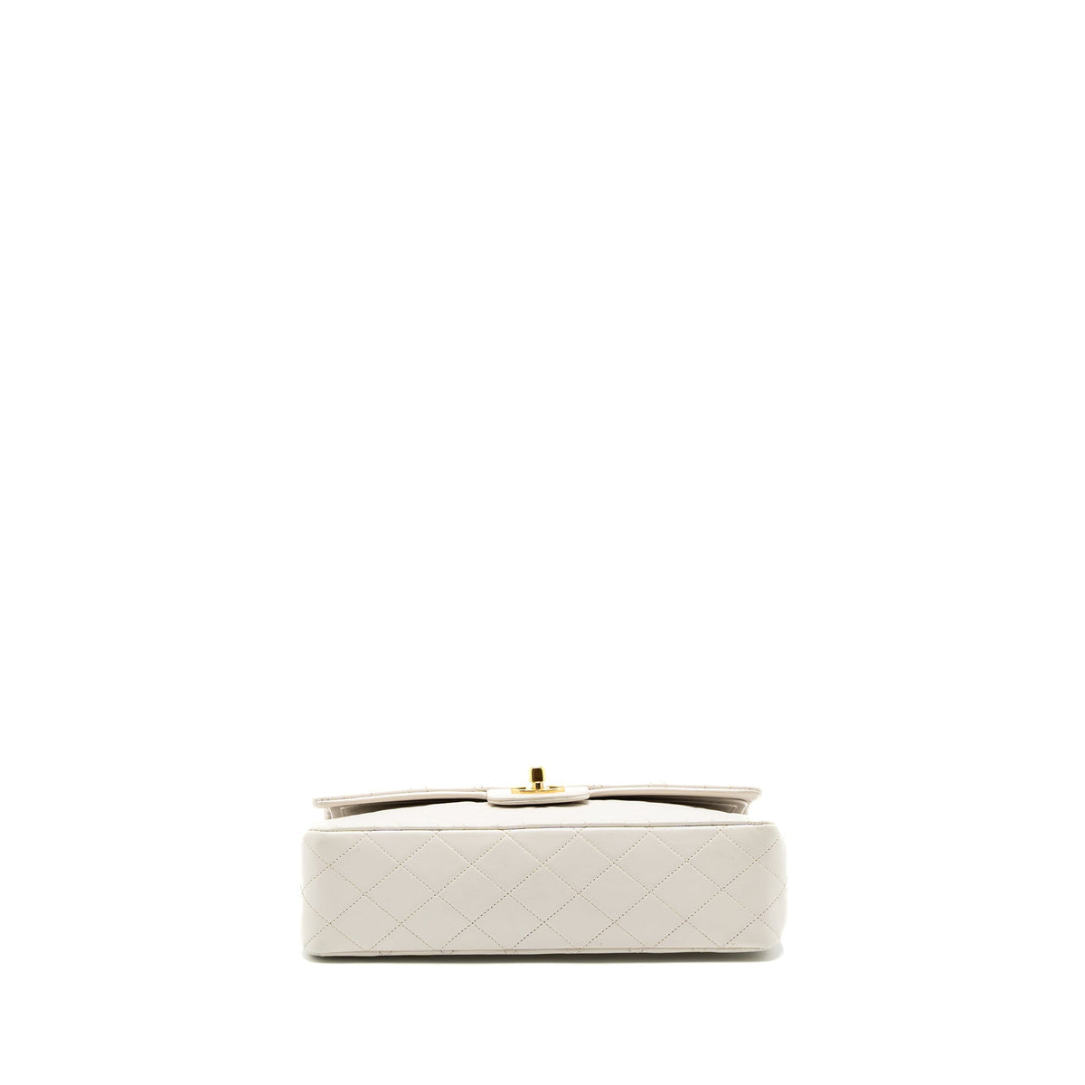 CHANEL VINTAGE MEDIUM CLASSIC DOUBLE FLAP BAG LAMBSKIN WHITE GHW