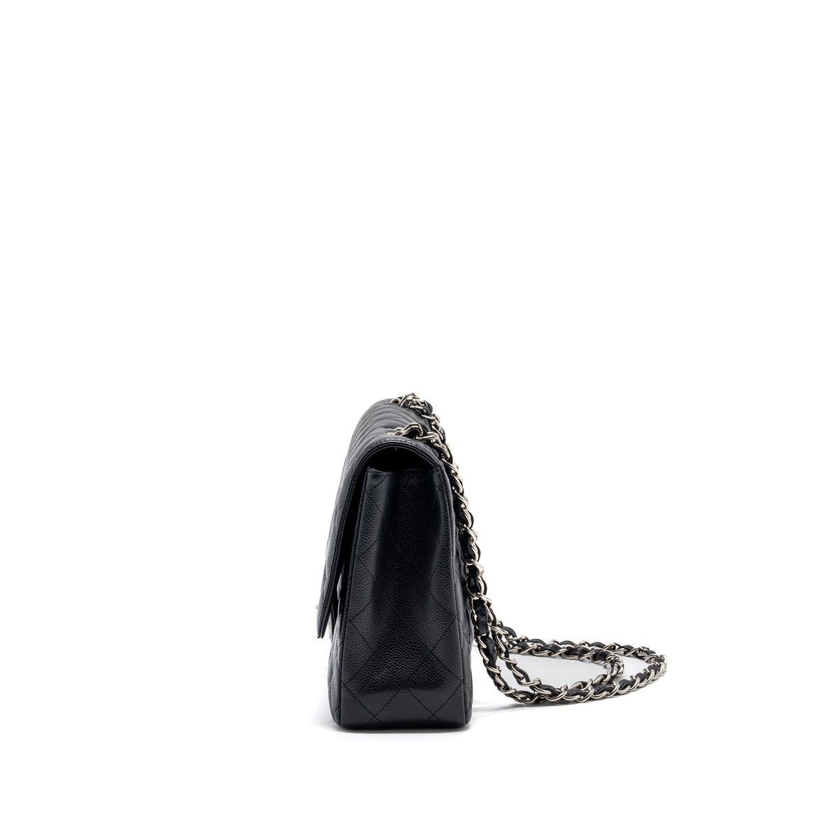 CHANEL JUMBO CLASSIC SINGLE FLAP BAG CAVIAR BLACK SHW