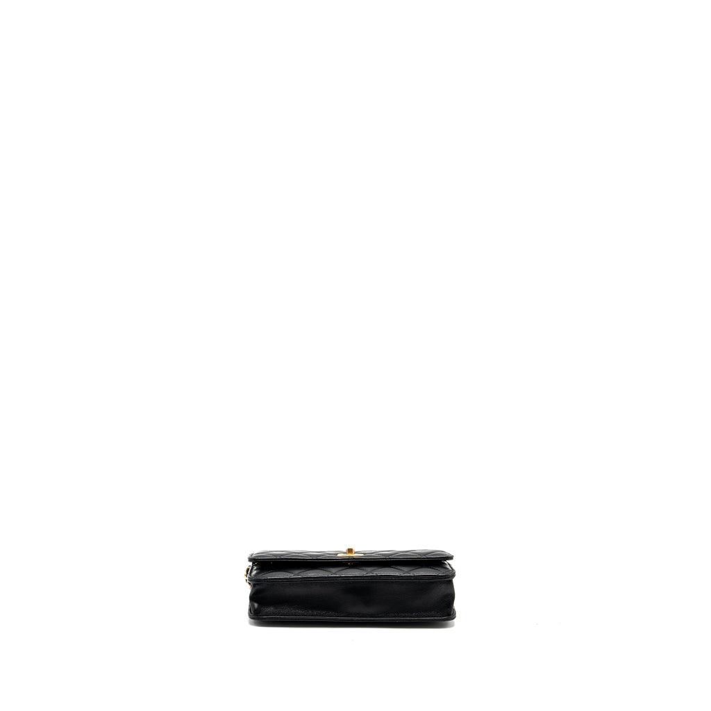 CHANEL PEARL CRUSH WALLET ON CHAIN LAMBSKIN BLACK GHW